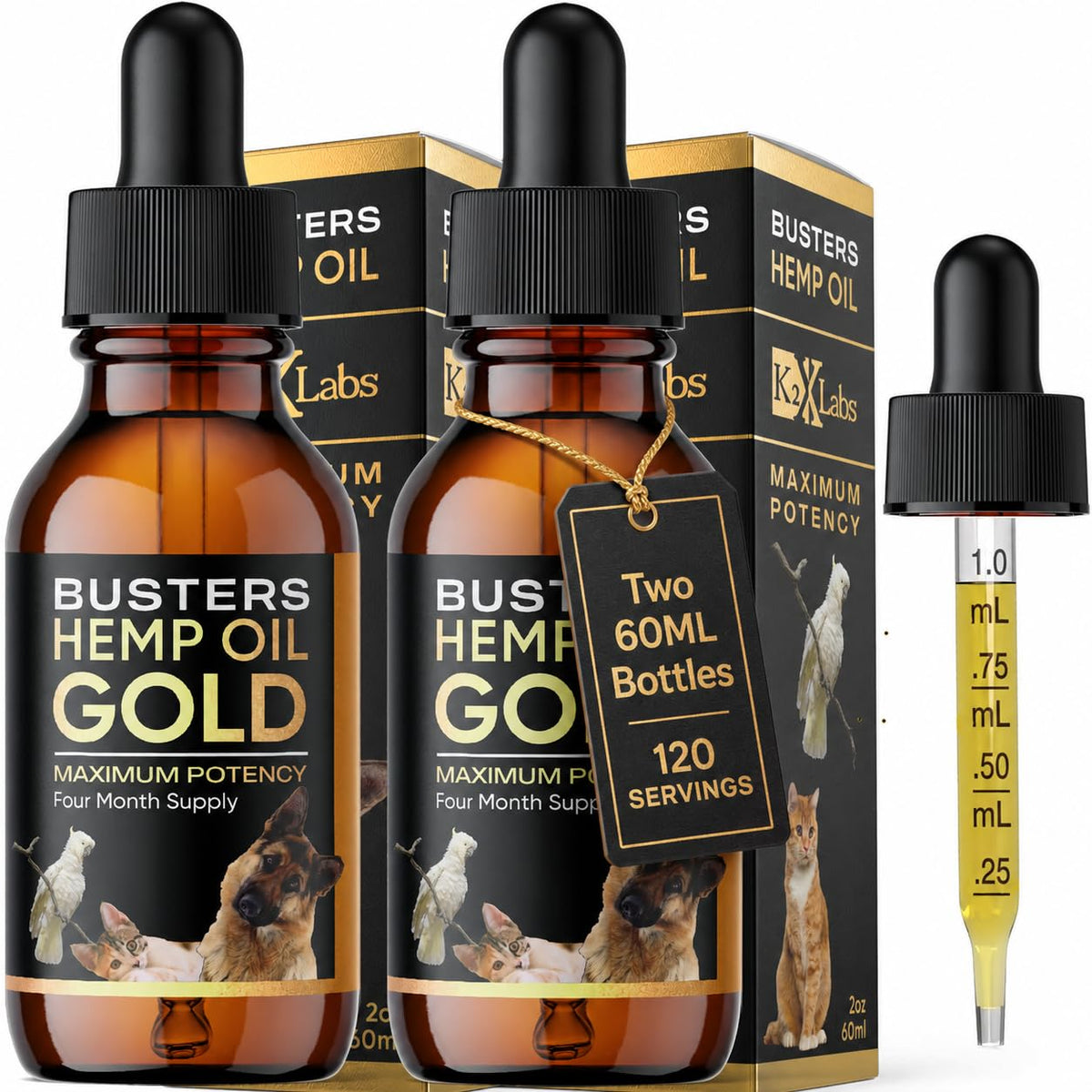 K2xLabs flacon Buster's Gold emballage avant rassure qualité