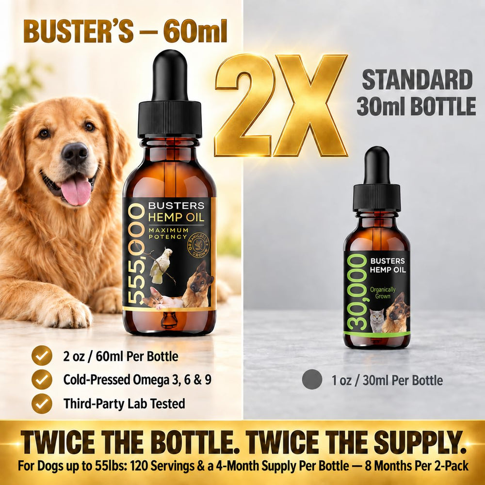 K2xLabs Buster's goutte d'huile au compte‑gouttes montrant dosage précis