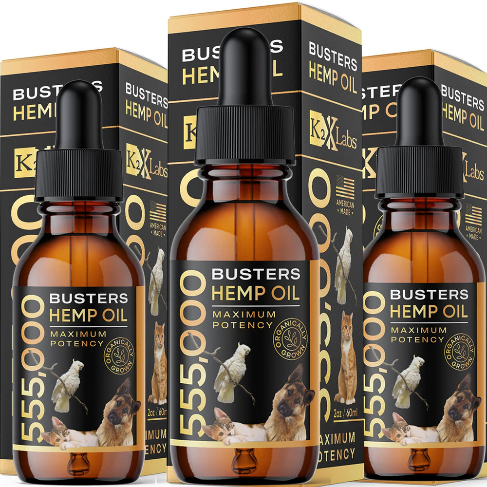 K2xLabs Buster's emballage face montrant le pack trois flacons, praticité