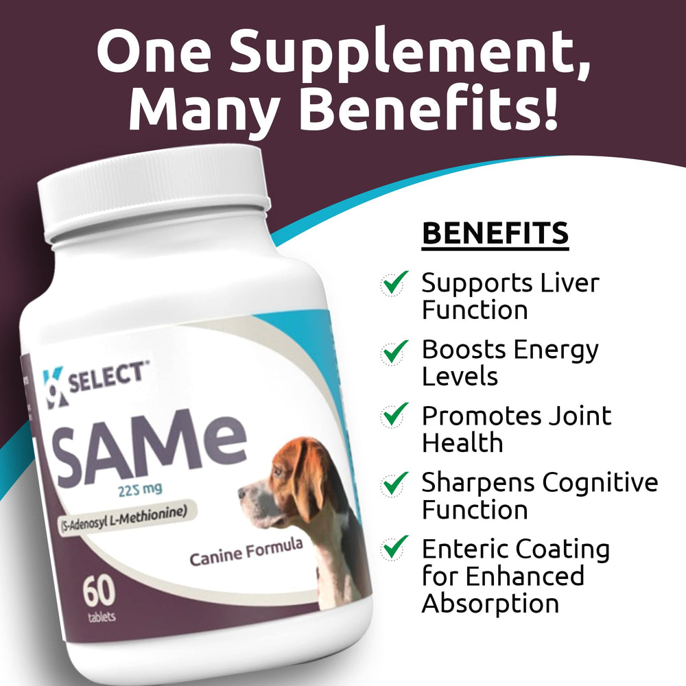 K9 Select étiquette lisible avec dosage 225 mg et informations essentielles