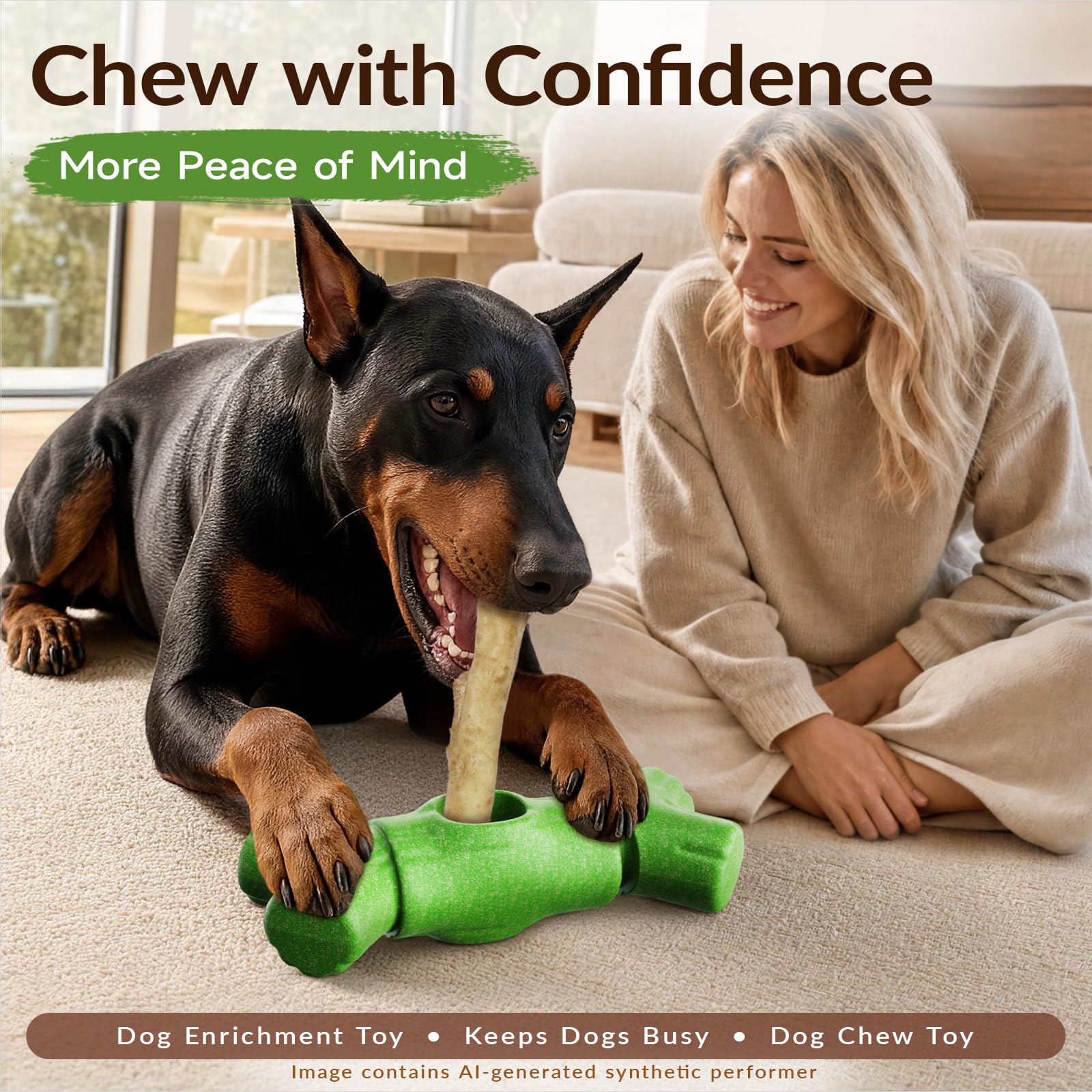 KADTC en situation extérieure avec chien actif utilisant le porte-bully stick