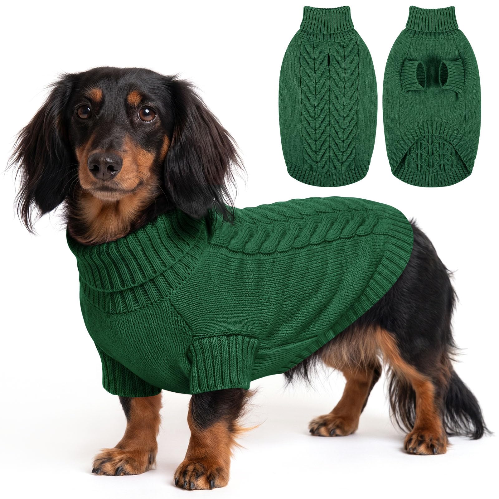 KAMA BRIDAL pull pour chien vu de face montrant la coupe et le motif, maintien thermique