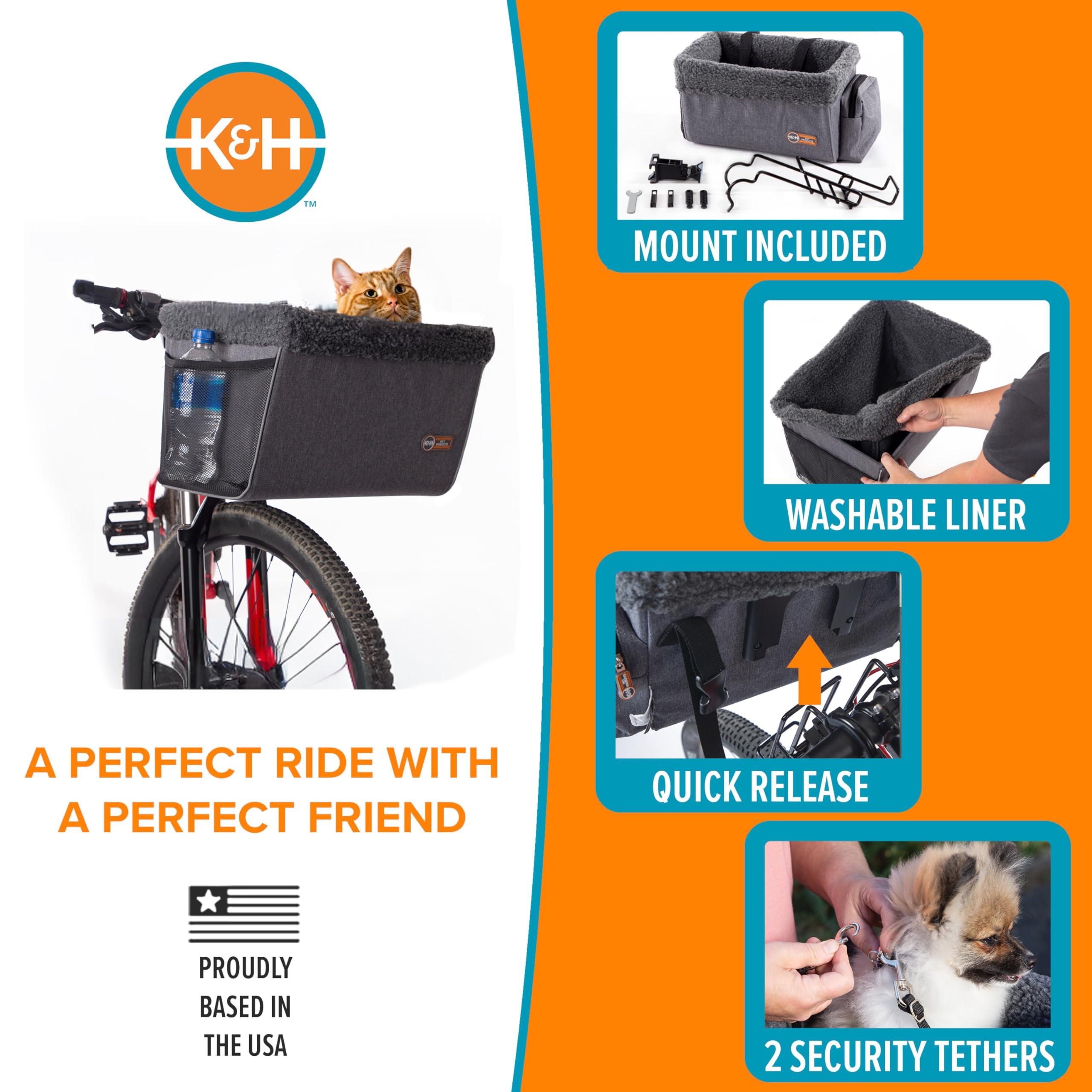 K&H sangles nylon de fixation à dégagement rapide pour guidon pratique