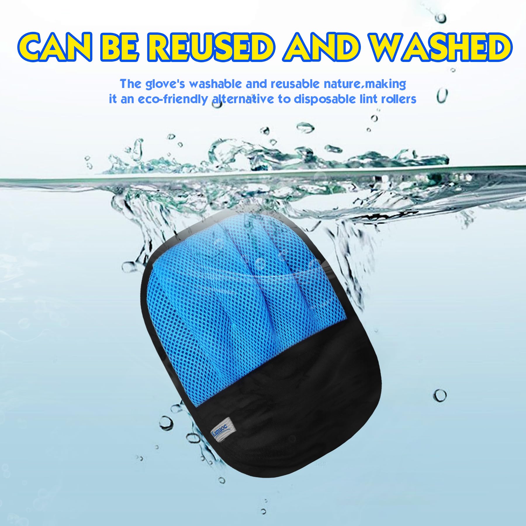 kanuoc gants et peigne sous l'eau illustrant rinçage simple et réutilisable