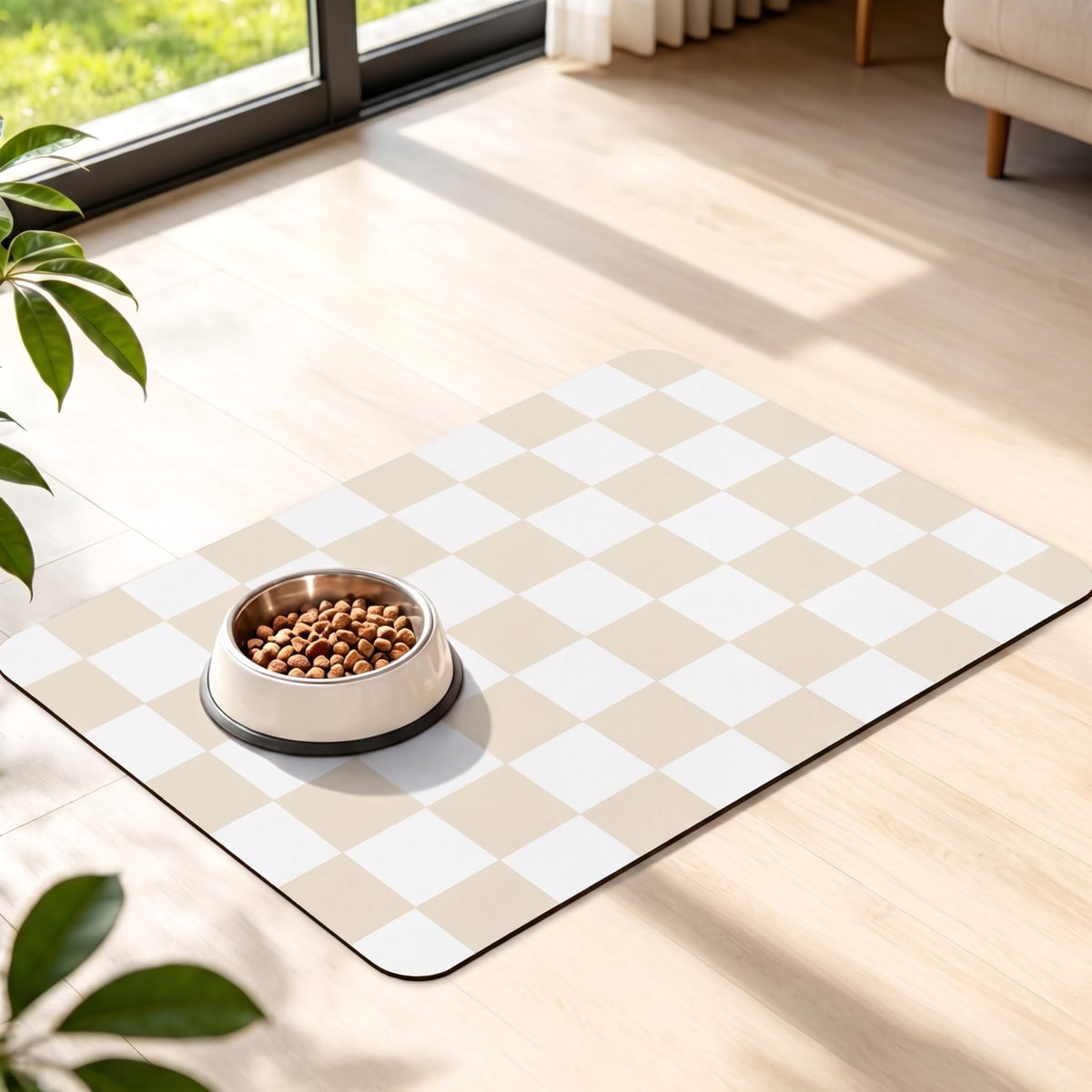 KAROMUS tapis face avant montrant motif carreaux et protection pratique
