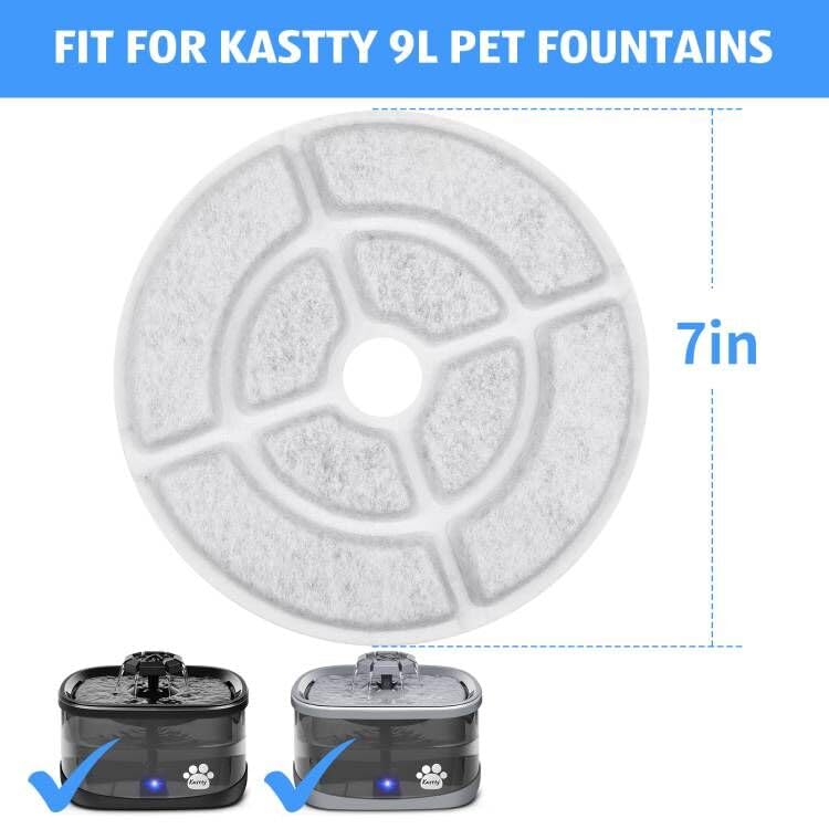 Kastty filtre installé dans fontaine en fonctionnement, maintient eau claire