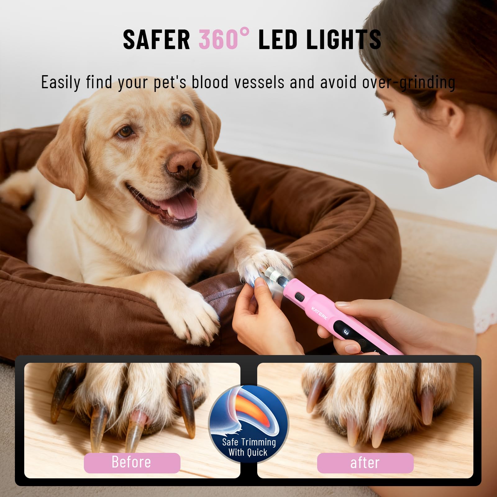 Katerk lumière LED 360° éclairant la griffe pour plus de précision