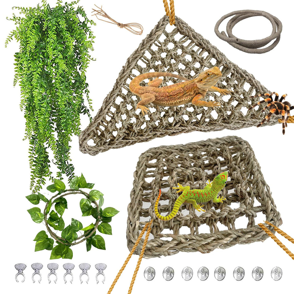 kathson hamac face avant montrant le lot et visuel d'emballage, ajoute du style au terrarium