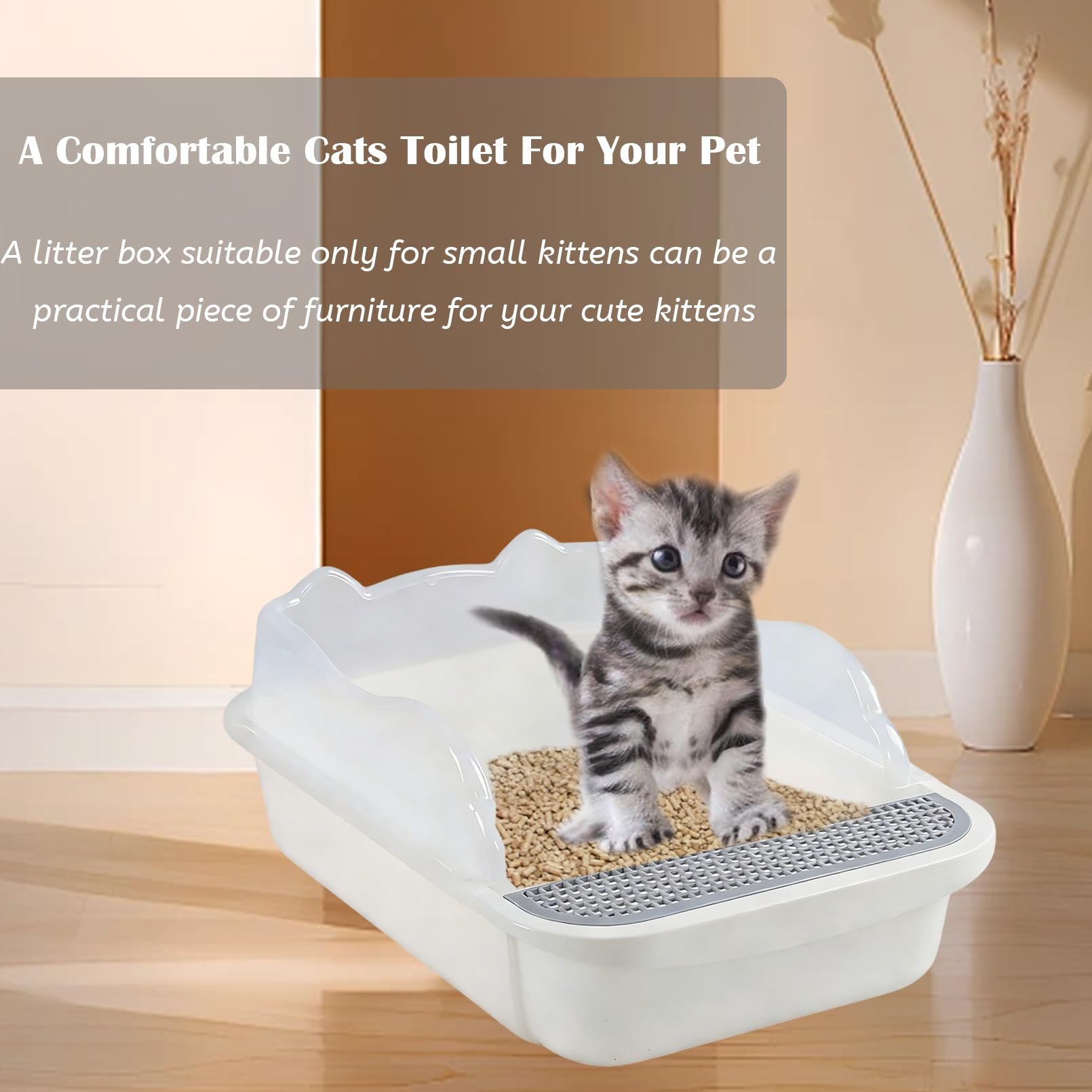 kathson chaton utilisant le bac montrant confort et accessibilité pour petits chats