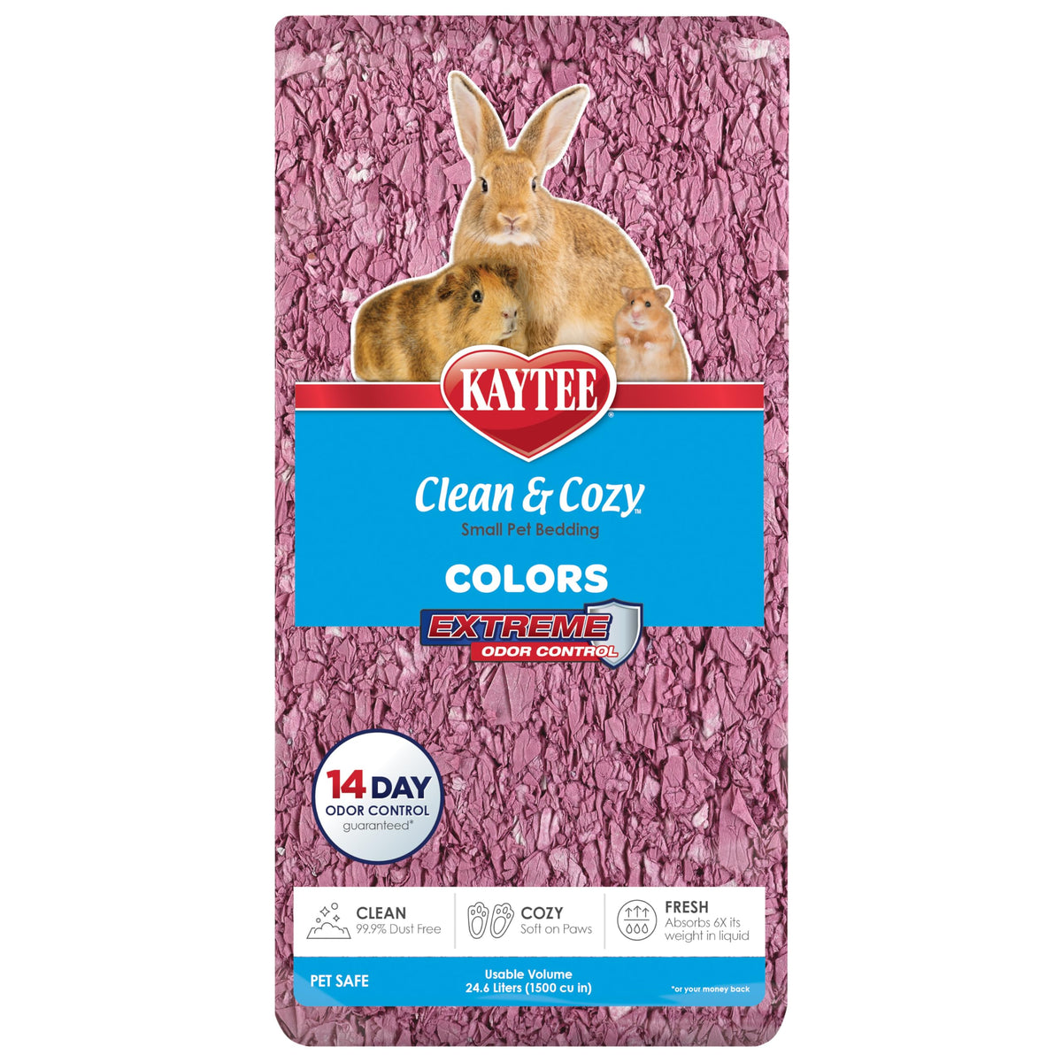 Kaytee emballage avant prune montrant format 24,6 L et bénéfice hygiène