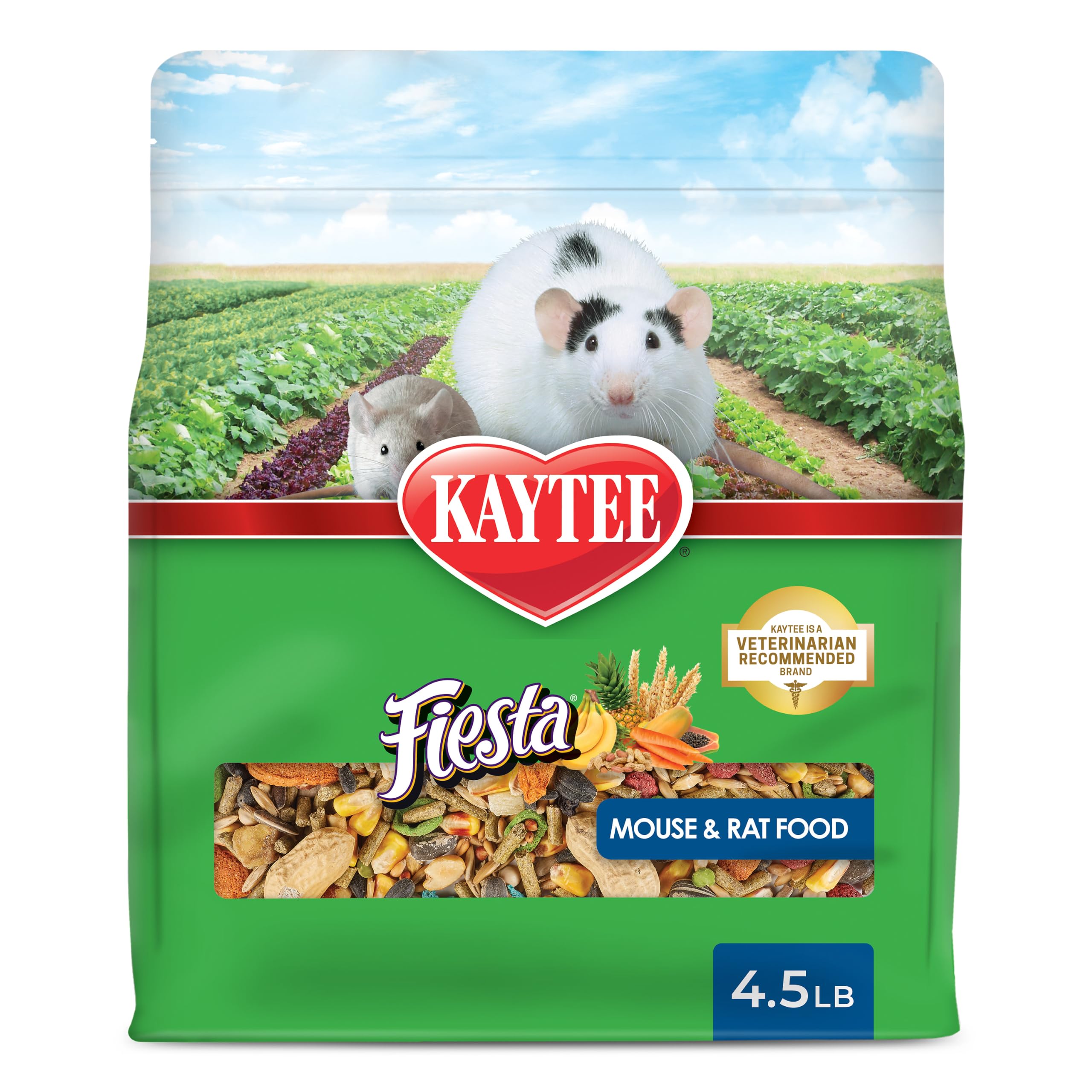Kaytee emballage avant montrant le produit et avantage ludique