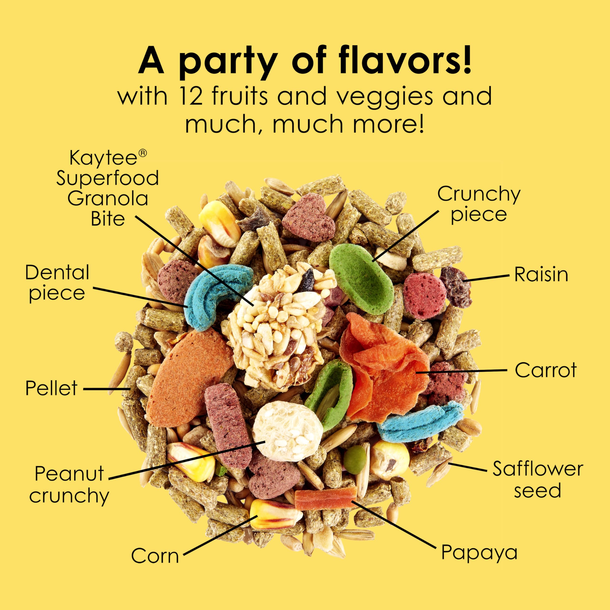 Kaytee assortiment séparé de grains, graines et fruits pour variété