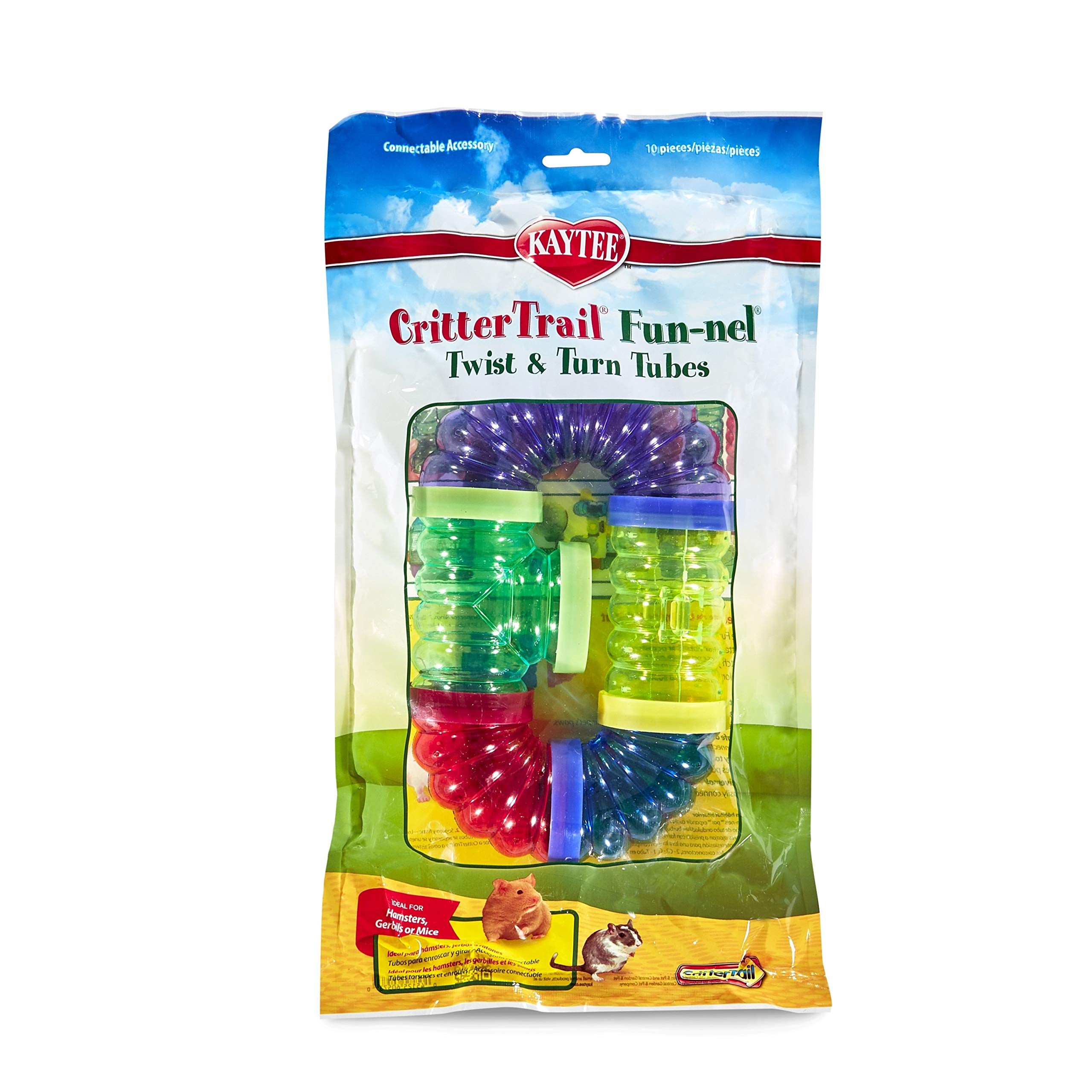 Kaytee vue avant du pack Fun-nel montrant les tubes colorés et contenu