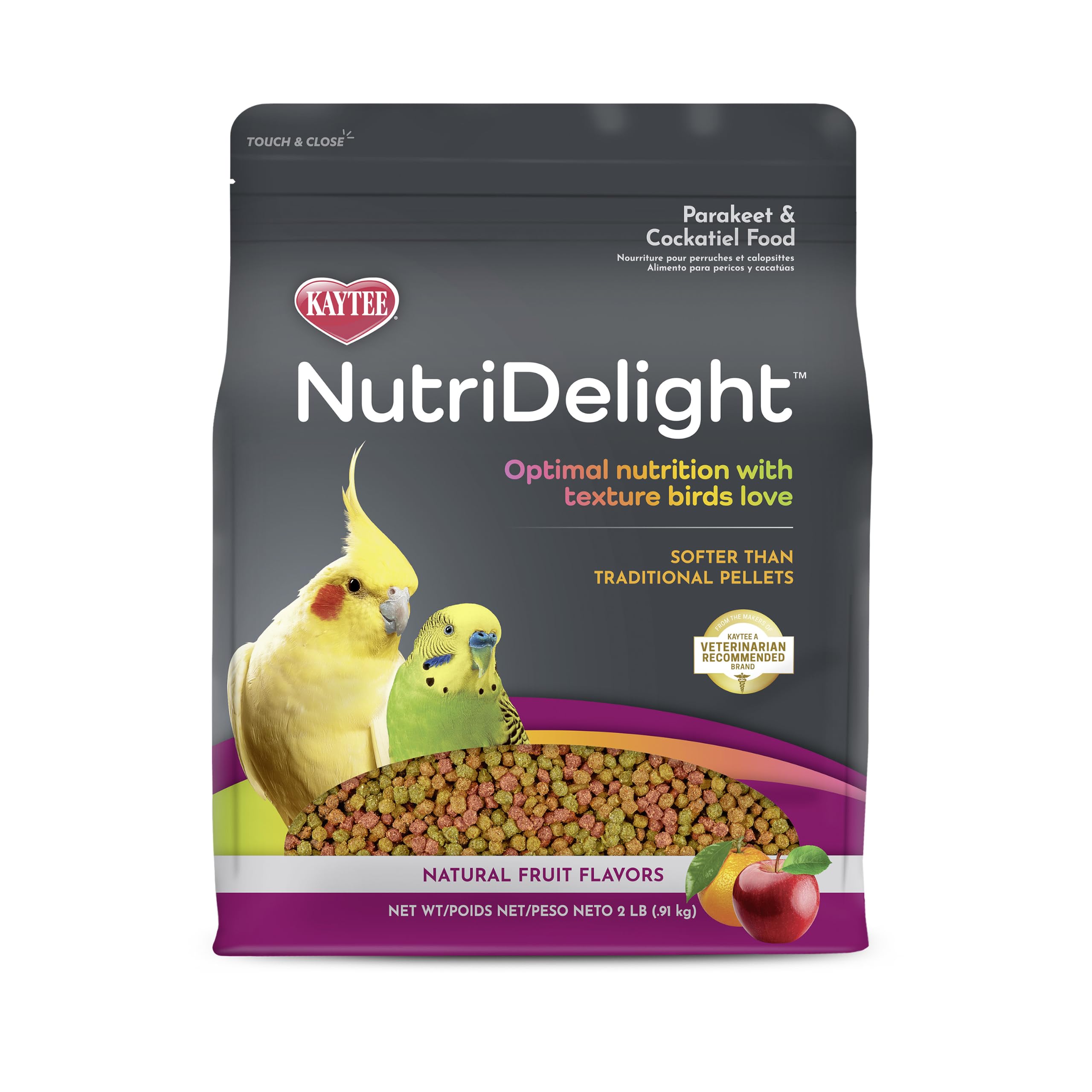 Kaytee NutriDelight face du paquet montrant le produit et l'étiquetage bénéfice nutritionnel