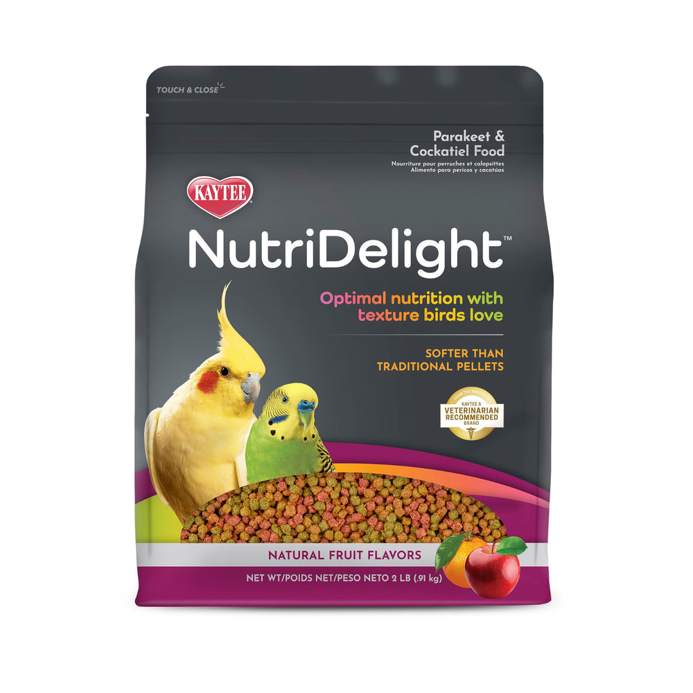 Kaytee NutriDelight face du paquet montrant le produit et l'étiquetage bénéfice nutritionnel