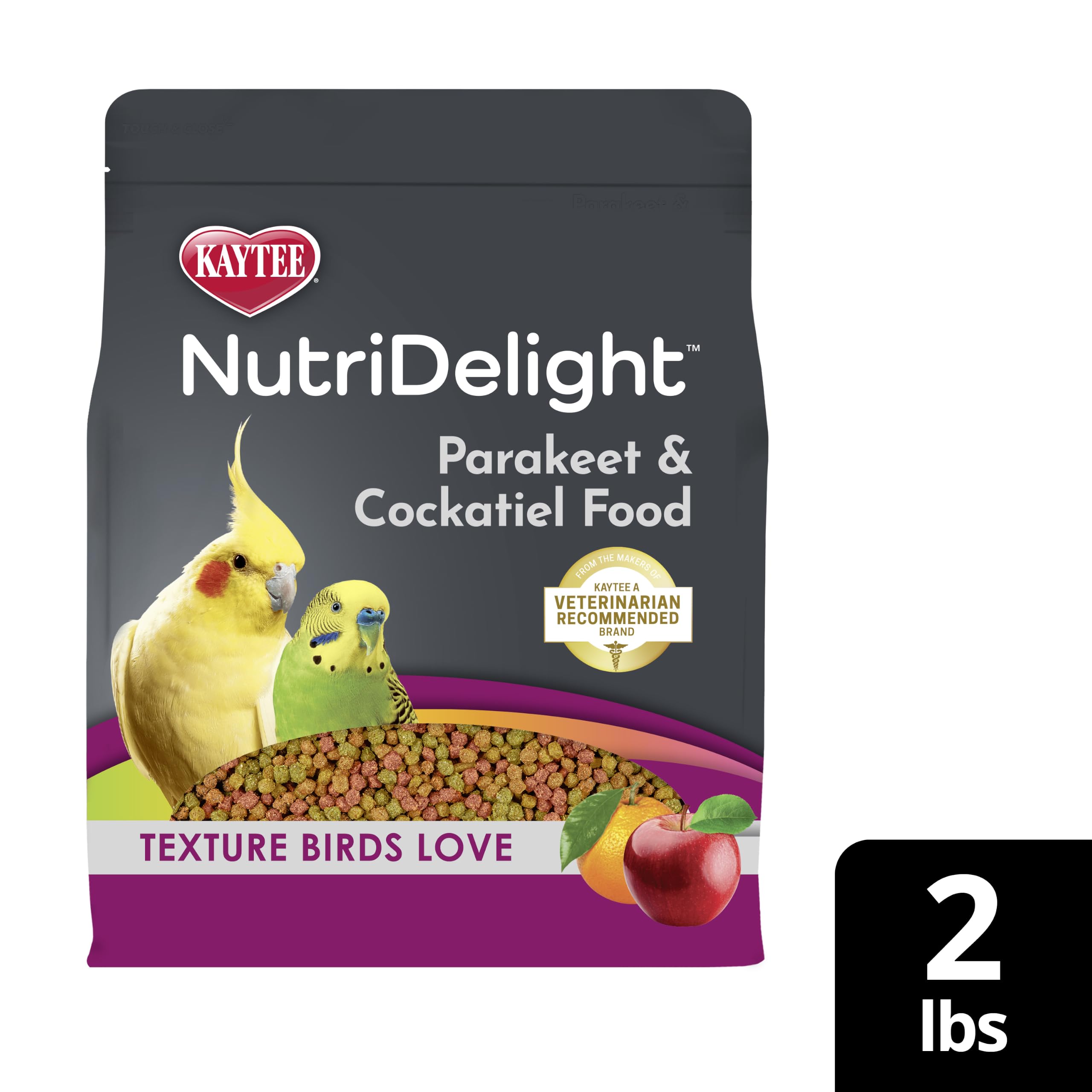 Détail couleur des morceaux Kaytee NutriDelight attirant l'intérêt visuel des oiseaux