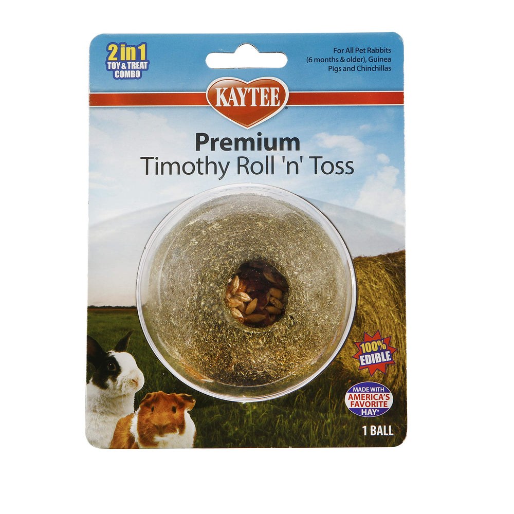 Kaytee Roll 'n' Toss comparaison taille à la main pour évaluer l'échelle