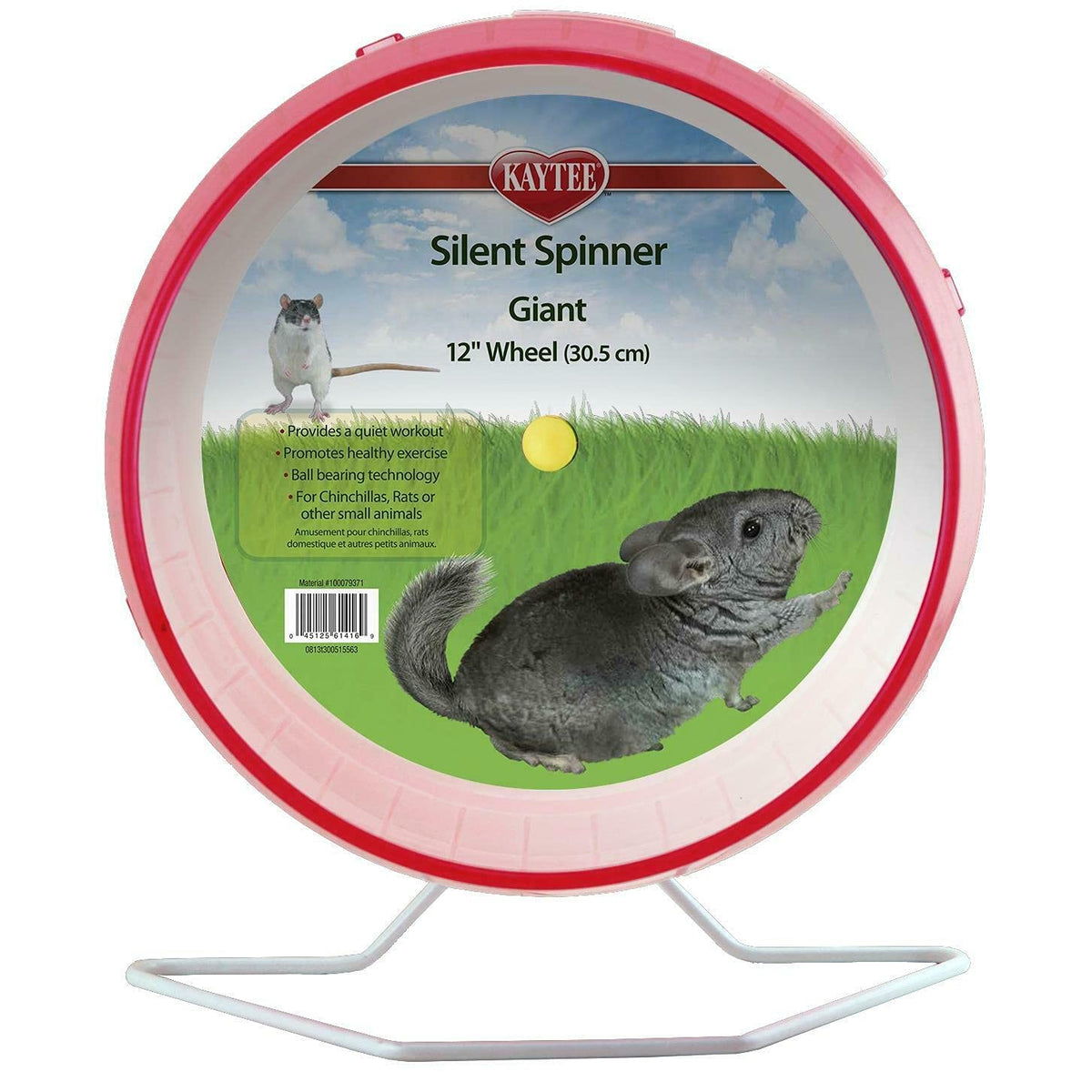 Kaytee Silent Spinner vue de face montrant la roue et l'ouverture, réduit le bruit