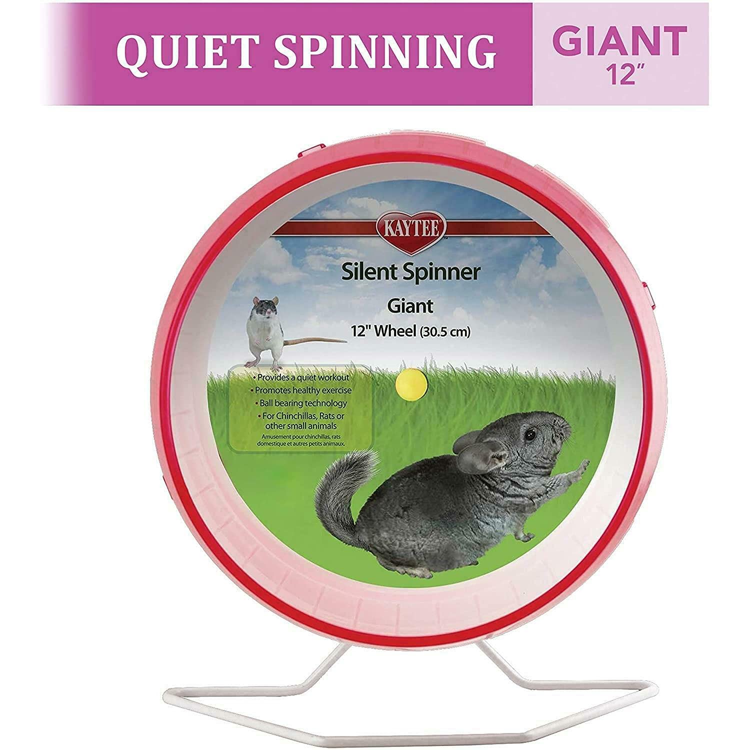 Kaytee Silent Spinner fixé à une cage démontrant installation stable et sécurité