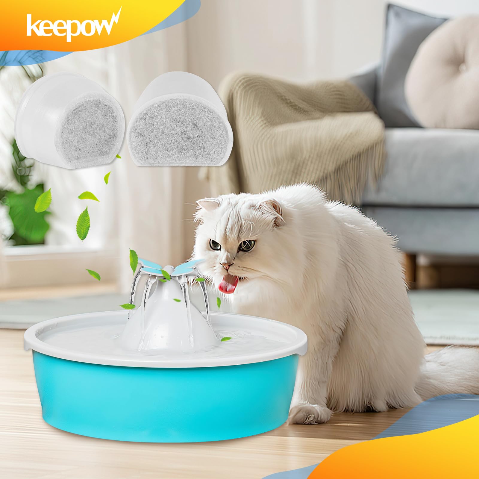 KEEPOW fontaine en usage avec chat montrant hydratation encouragée