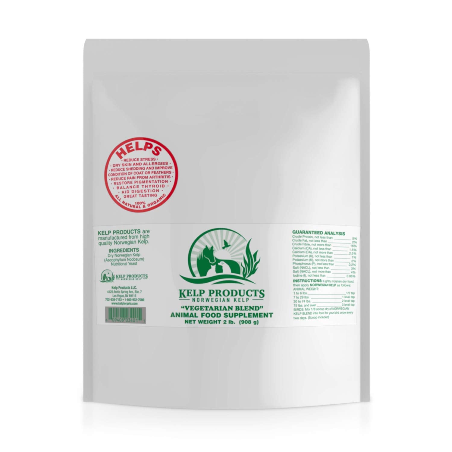 Kelp Products of Florida paquet face montrant l’étiquette et l’avantage nutritif
