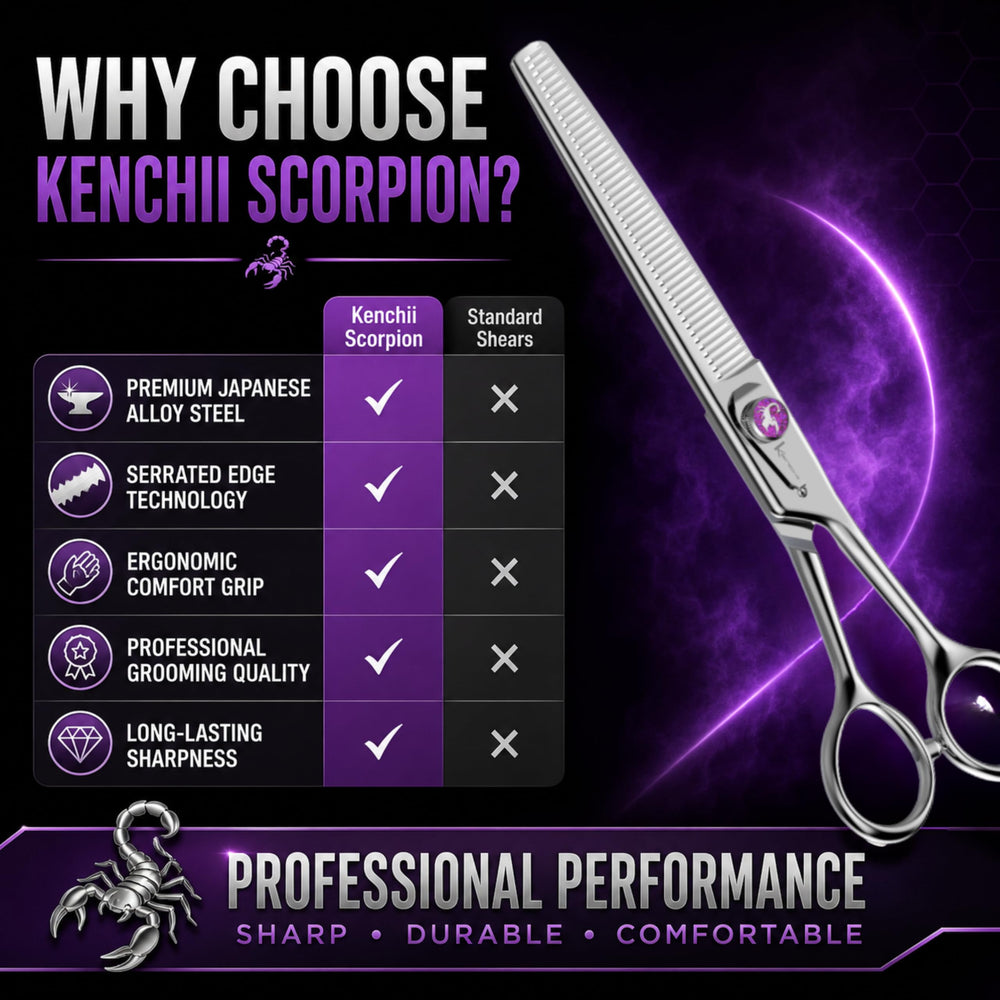 Kenchii Scorpion 46T résultat sur pelage montrant effilage naturel et uniforme