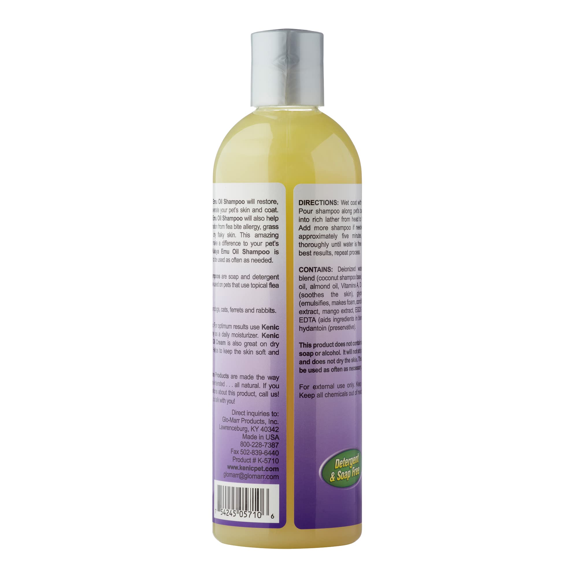 Kenic texture du shampooing enrichi en huile d'émeu montrant absorption rapide et hydratation