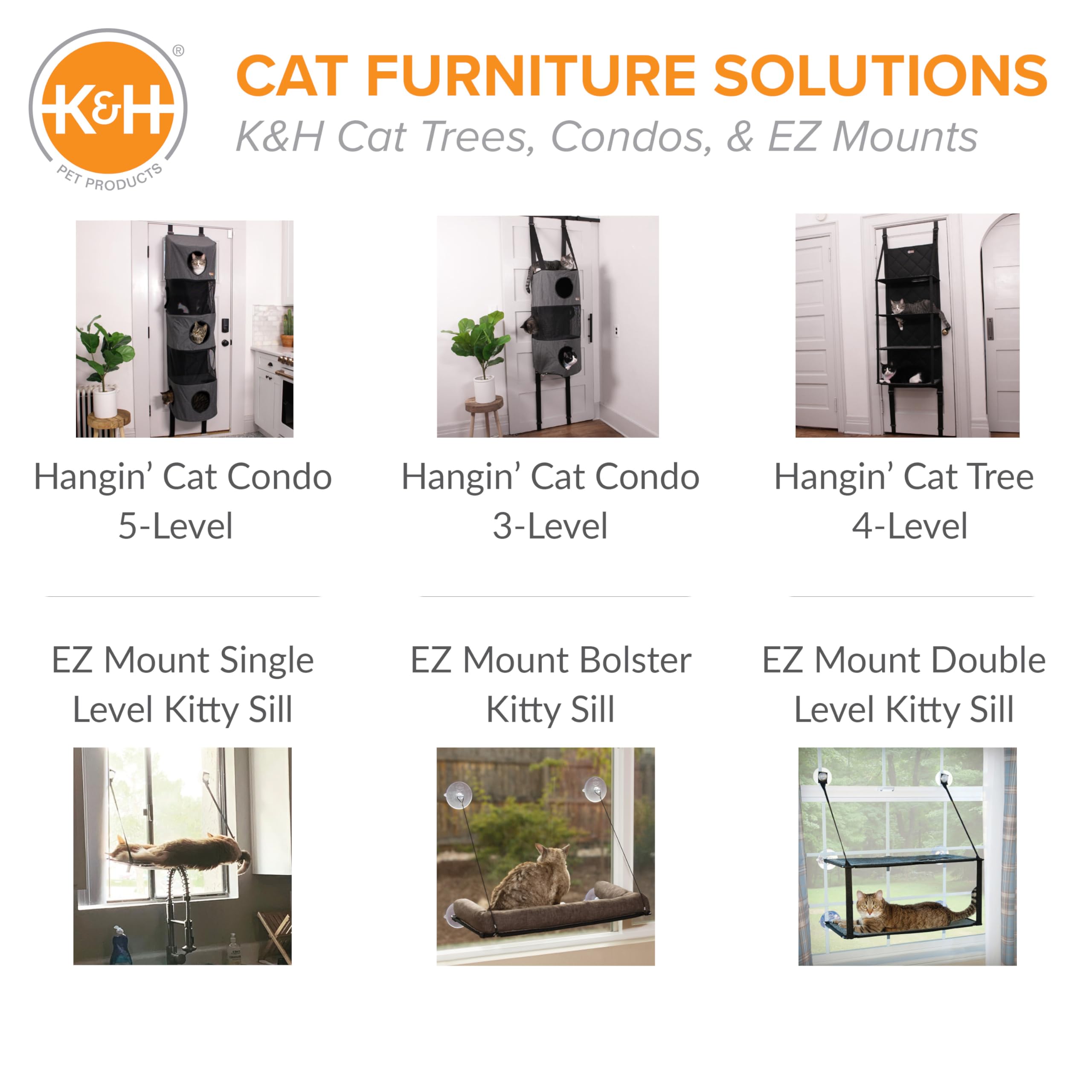 K&H comparaison taille montrant dimensions et échelle par rapport chat