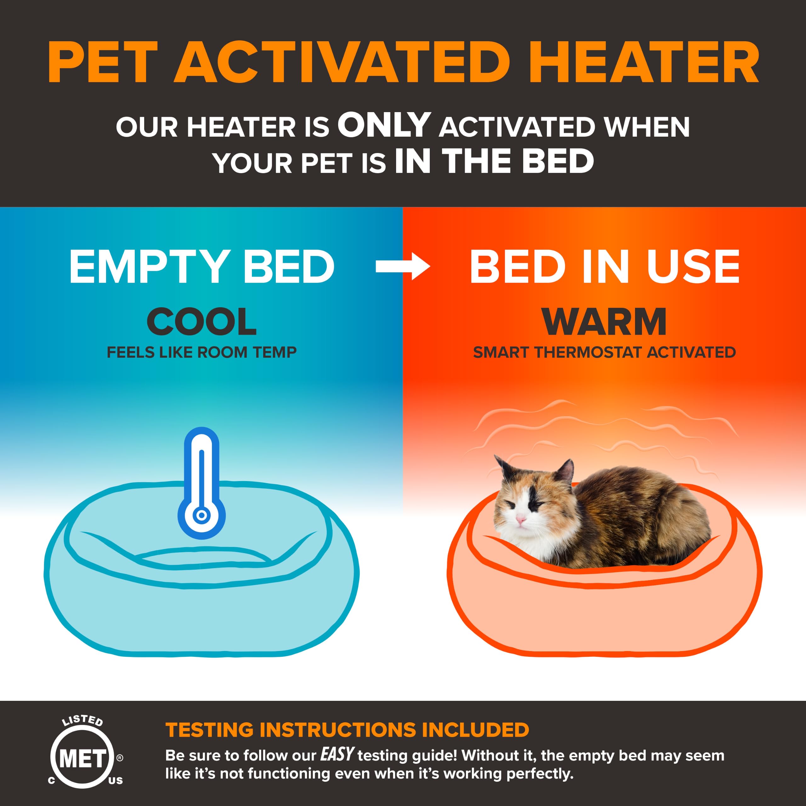 K&H chat allongé dans le lit, chaleur réconfortante visible