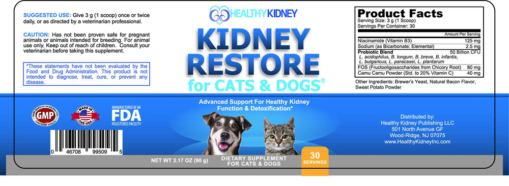 Étiquette Kidney Restore gros plan affichant ingrédients clés et transparence