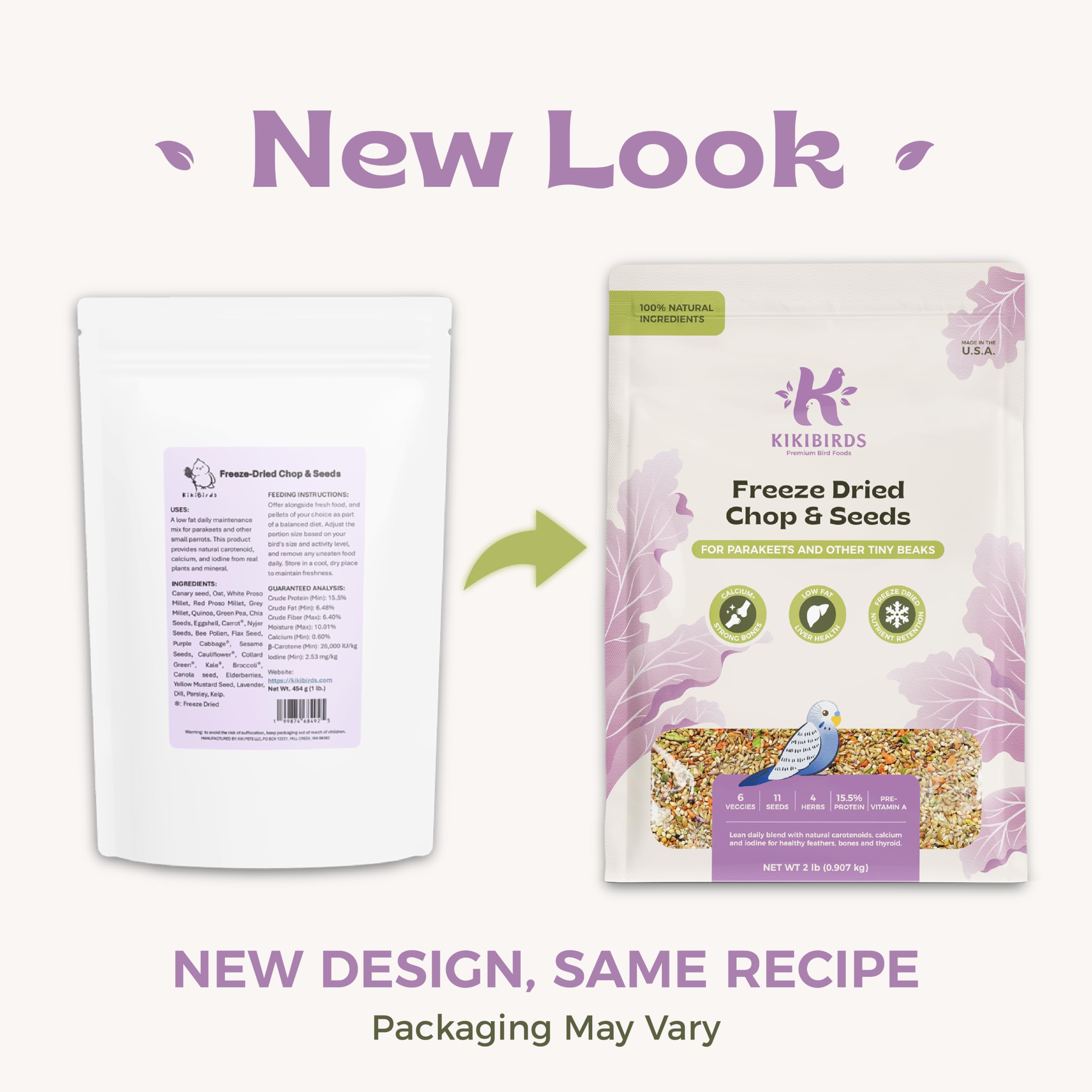 KikiBirds gros plan texture graines et céréales pour diversité nutritionnelle