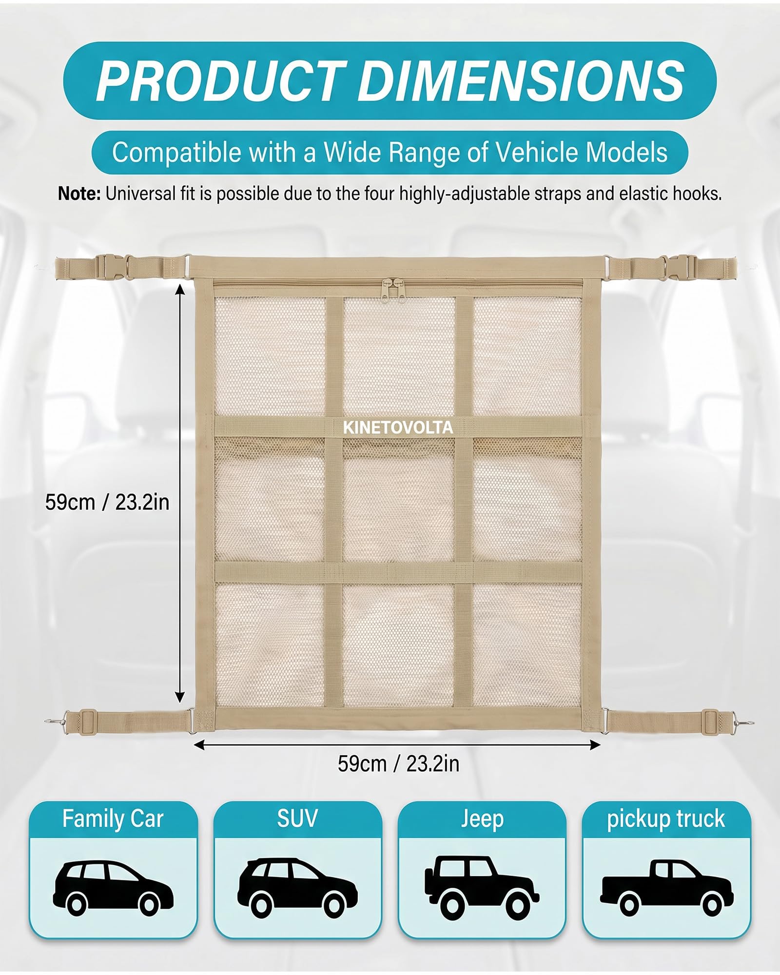KINETOVOLTA barrière pliée compact se range facilement dans coffre