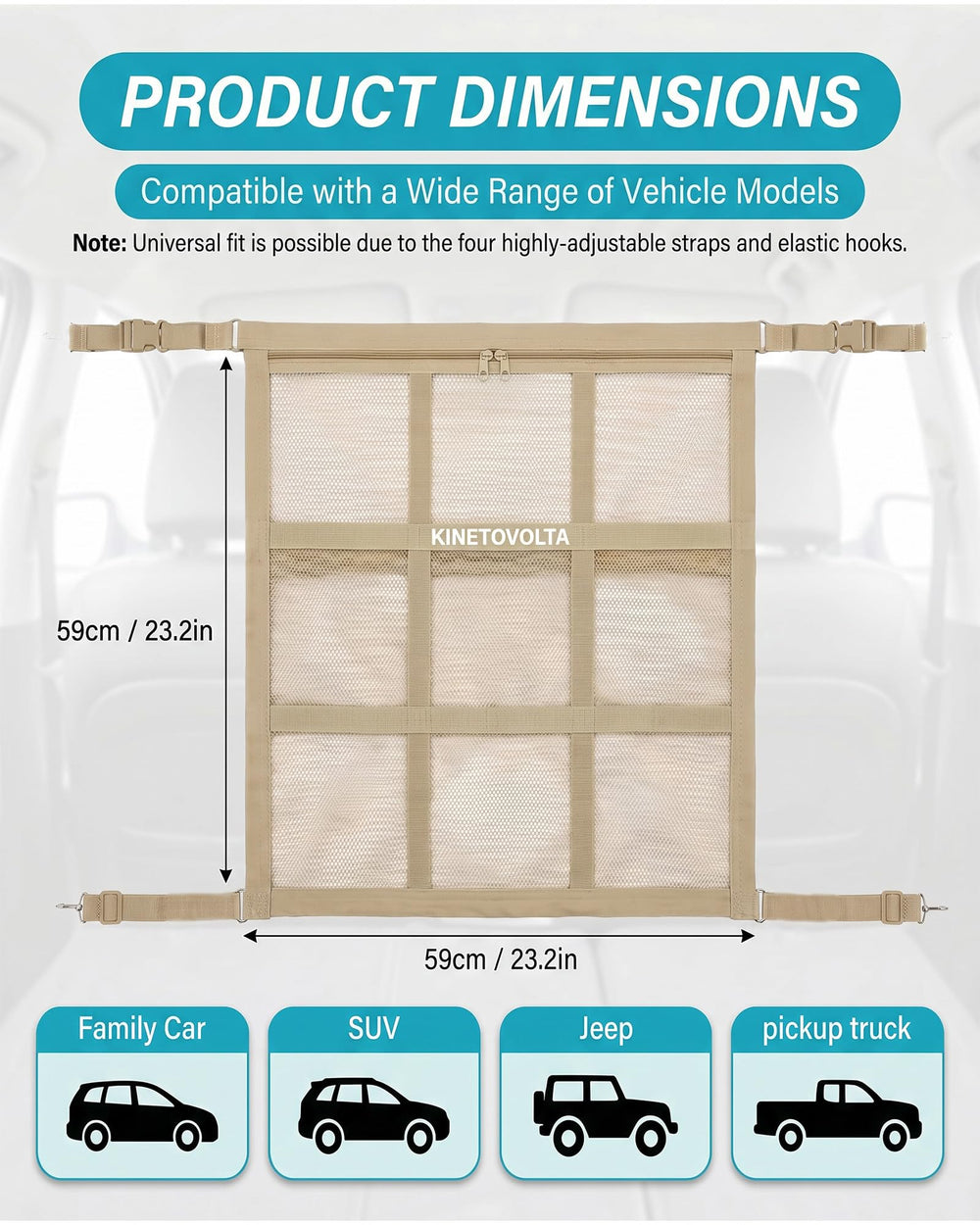 KINETOVOLTA barrière pliée compact se range facilement dans coffre