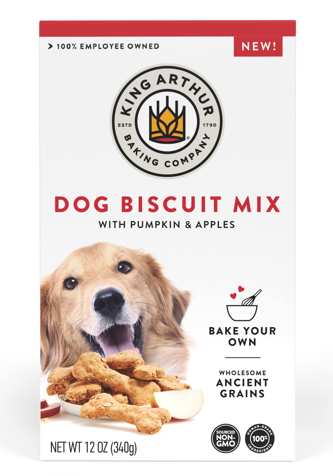 King Arthur paquet face montrant le mélange pour biscuits et facilité d'utilisation