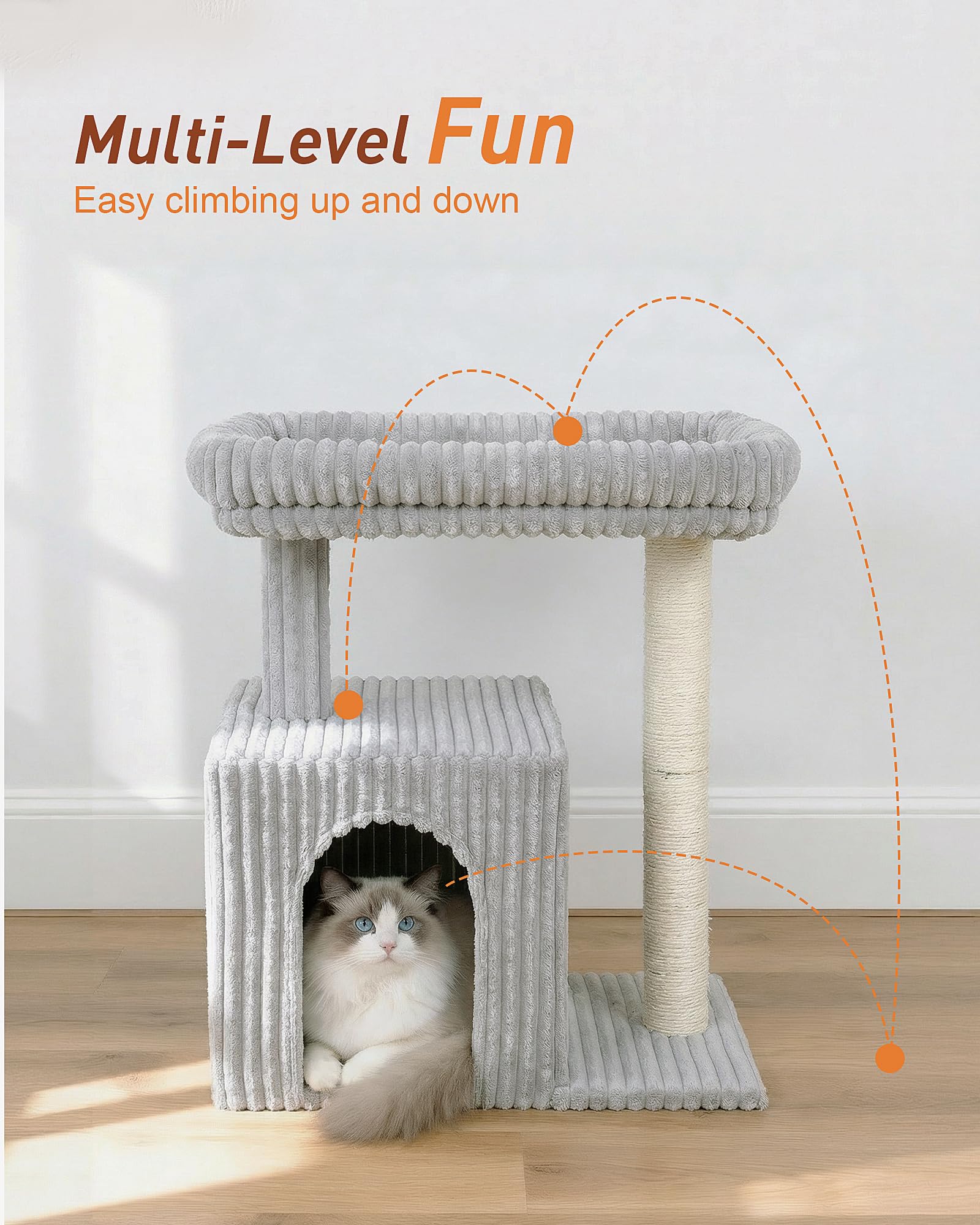 KinoTail arbre à chat installé dans un salon démontrant intégration déco