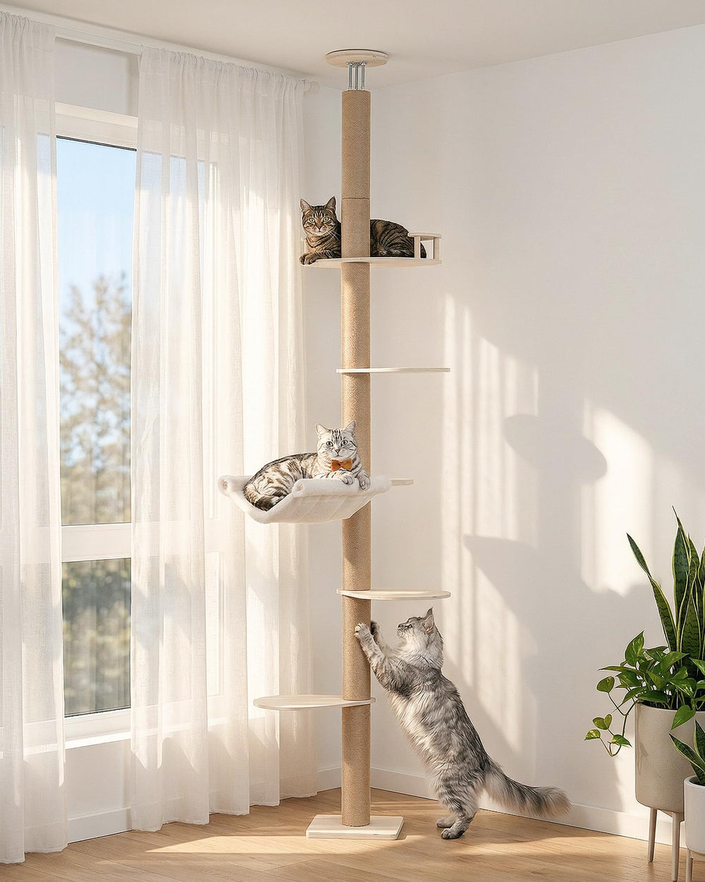 KinoTail tige de tension plafond-sol assurant une fixation sécurisée