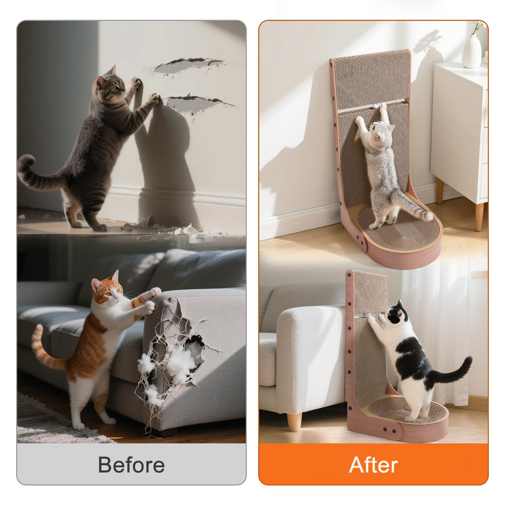 Kinttawam chat utilisant le griffoir pour gratter et se reposer