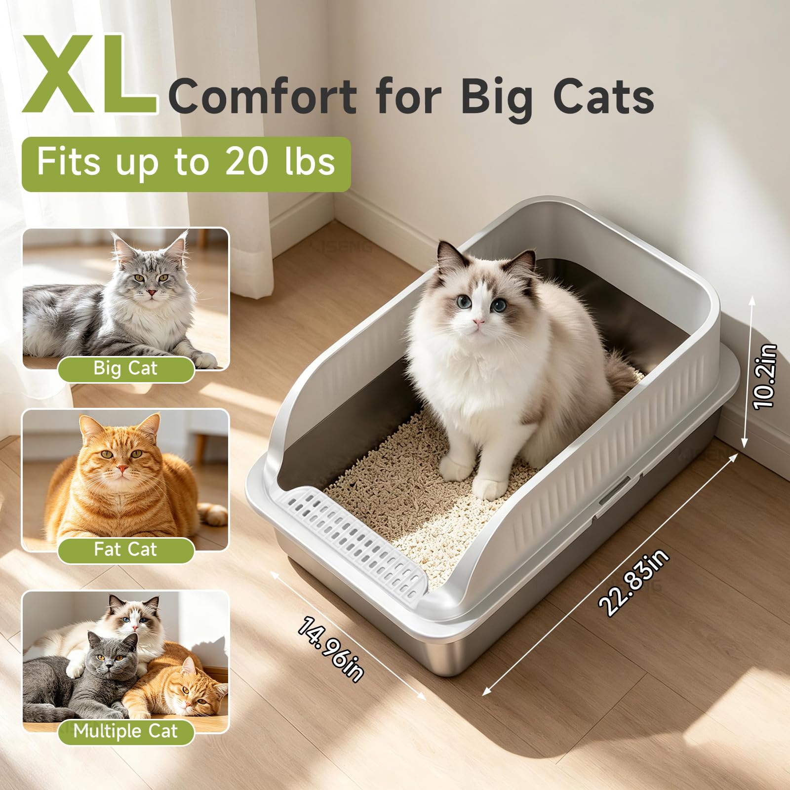 KISENG gros plan acier inoxydable montrant surface lisse et entretien facile