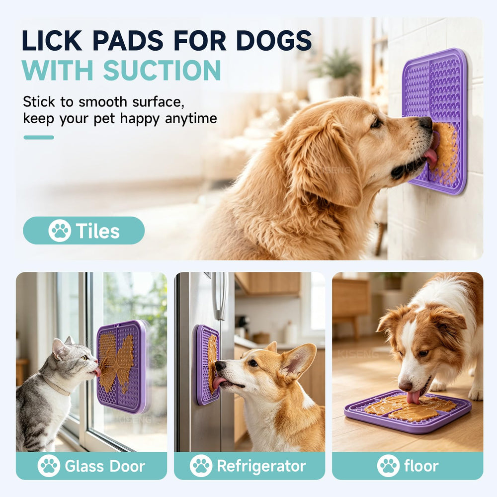 KISENGT tapis fixé en douche pour distraire chien pendant le bain