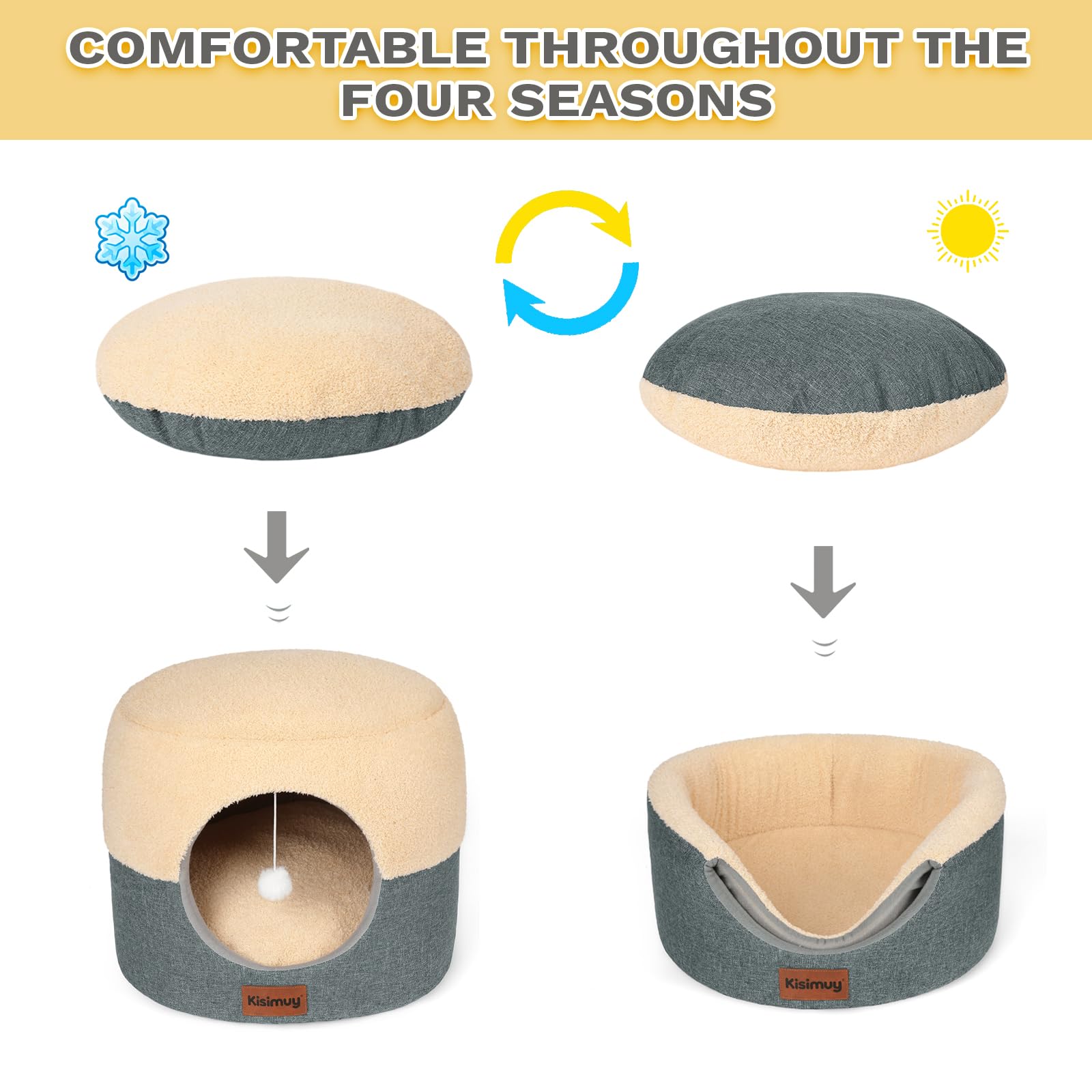 KISIMUY détail du coussin réversible montrant deux textures pratiques