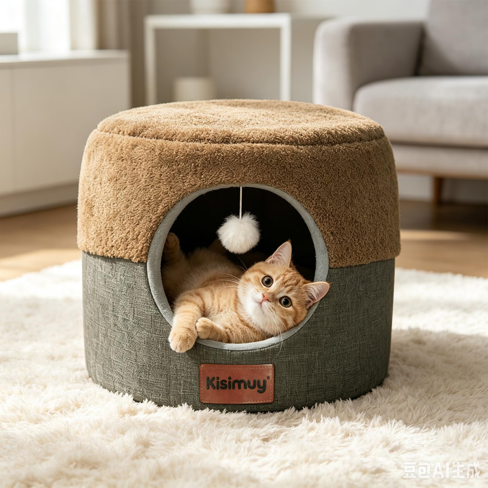 kisimuy vue avant de la maison pour chat, confort et intimité