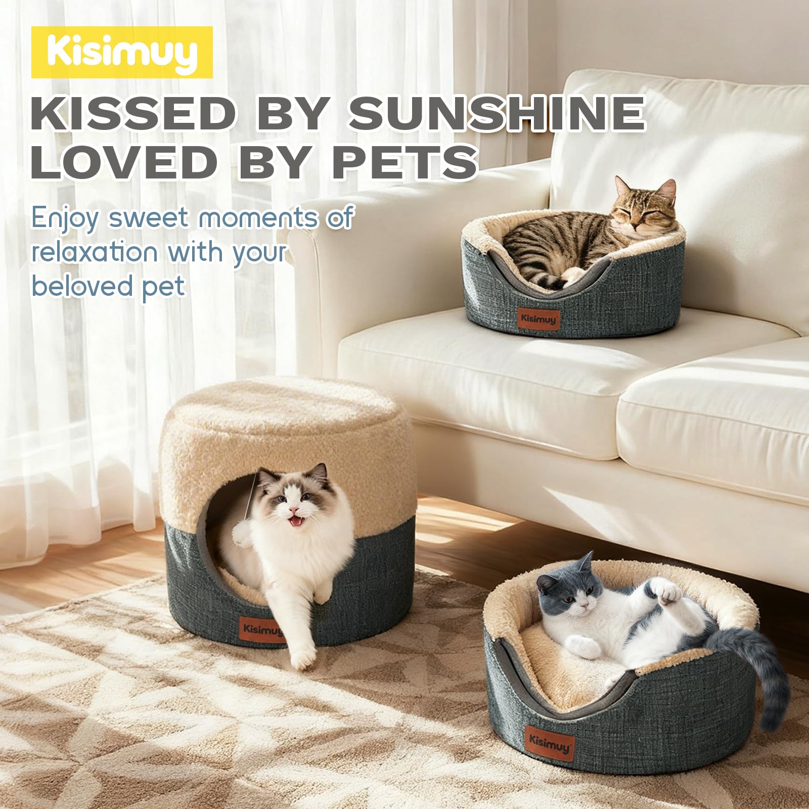 KISIMUY utilisé par un chat dormant paisiblement pour démontrer l'usage