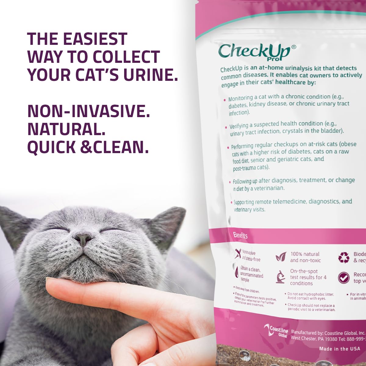 KIT4CAT goutte d'urine en surface sur la litière pour prélèvement simple