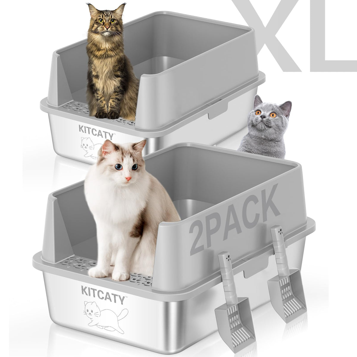 KITCATY bac acier face avant montrant finition durable et élimination odeurs