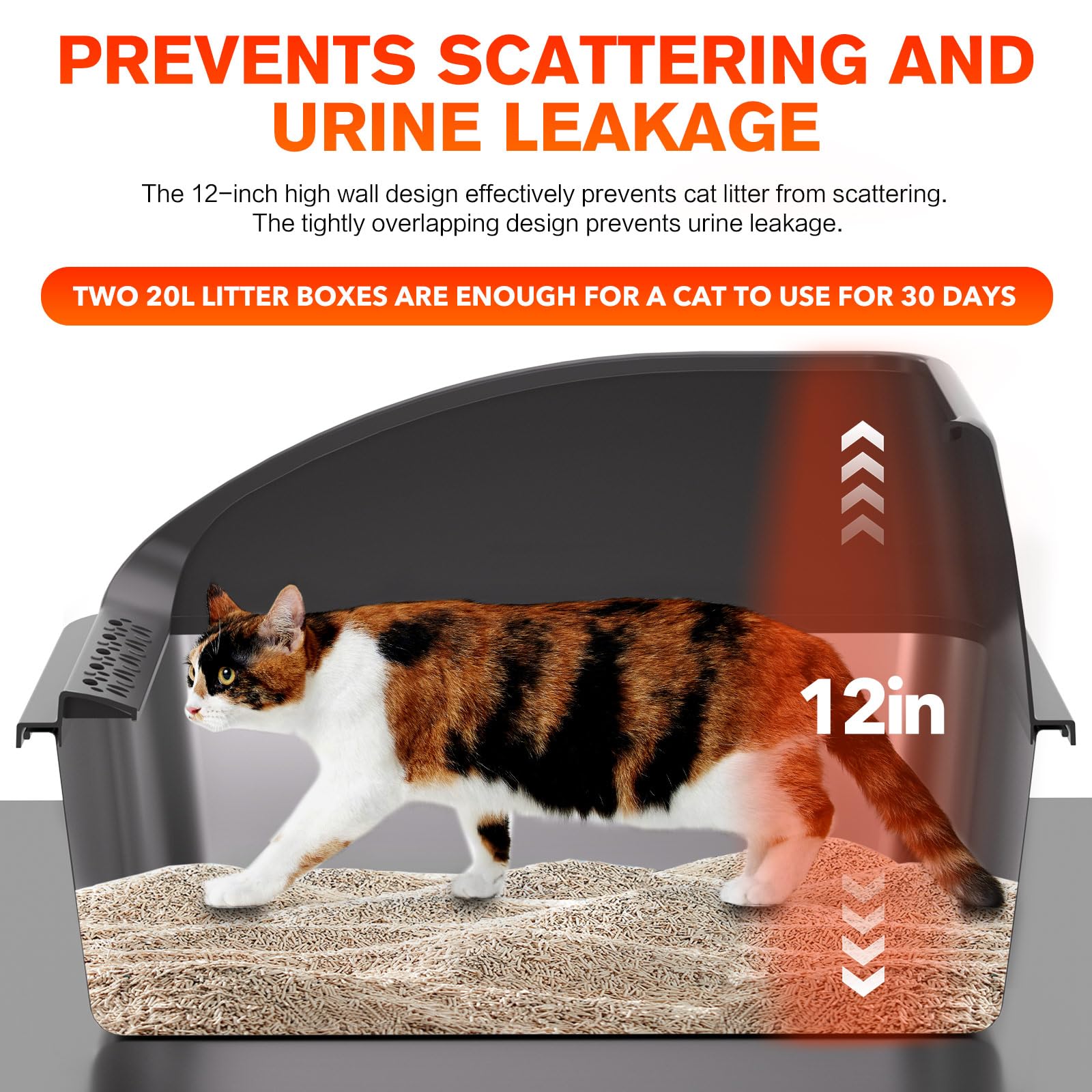 KITCATY bac avec couvercle fermé, protection contre les éclaboussures