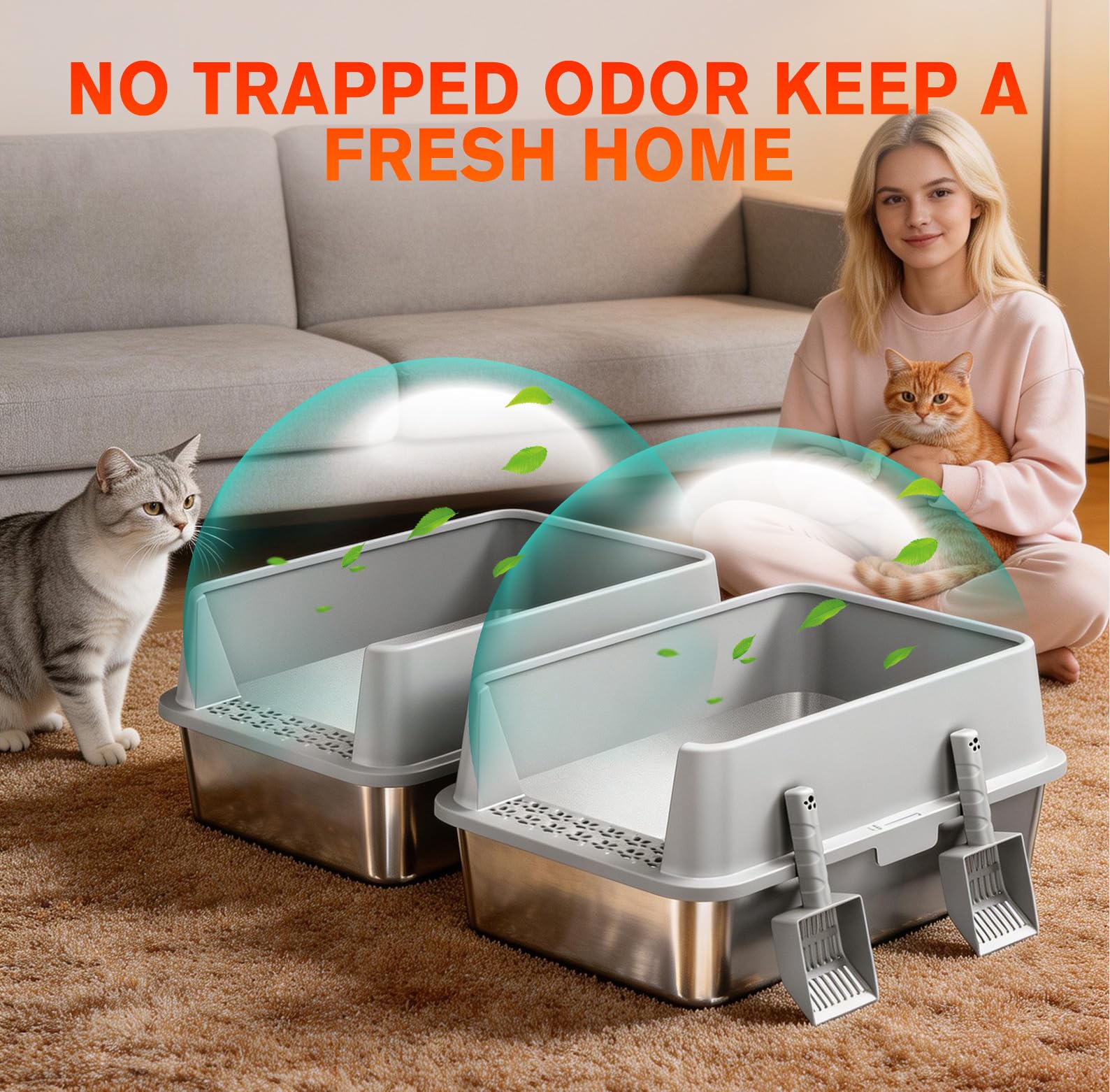 KITCATY fond intérieur capacité 37L maintien litière et simplifie vidange