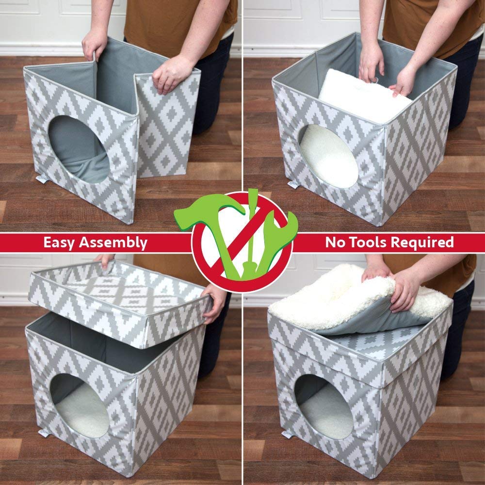 Kitty City cube plié à plat pour rangement et transport pratique