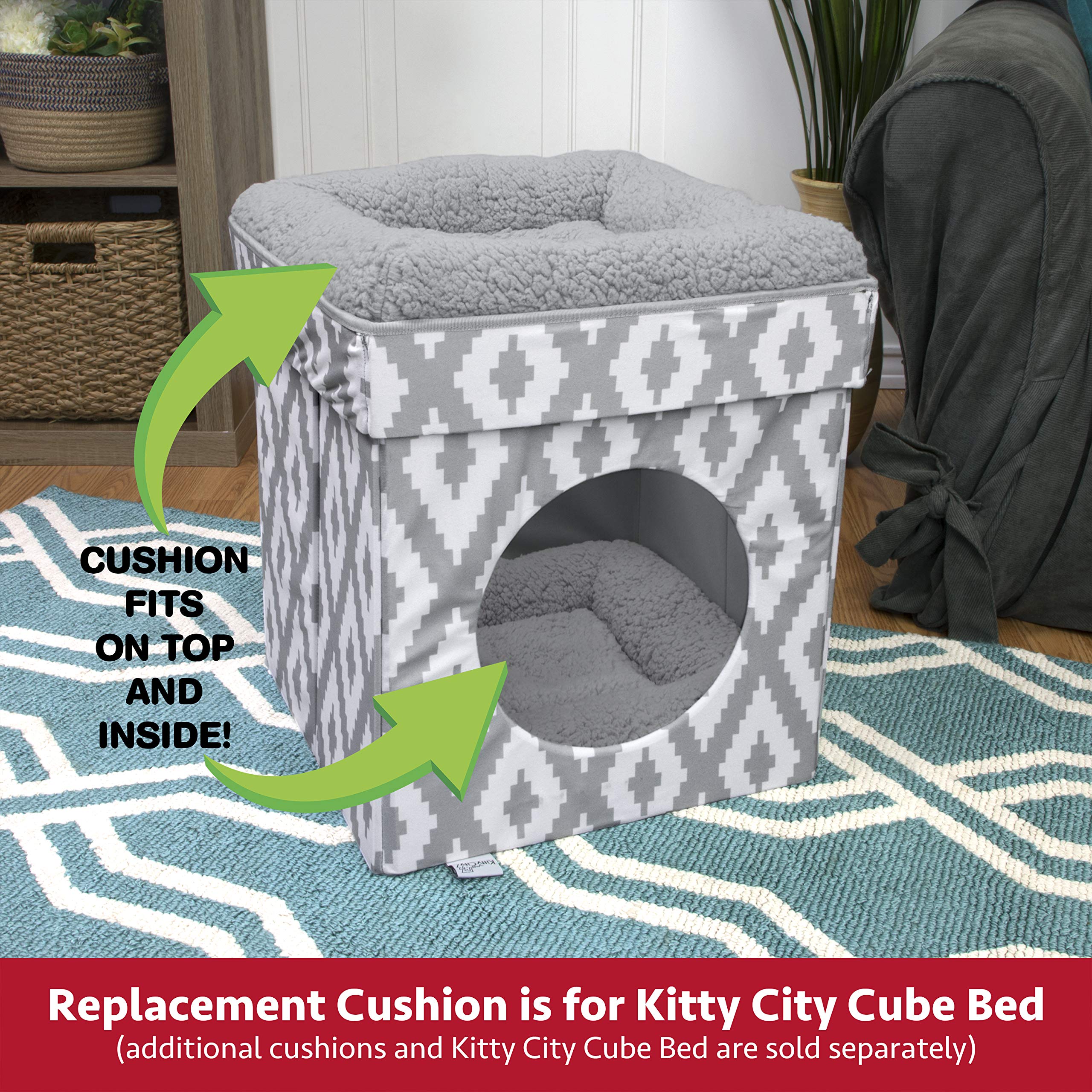 Kitty City coussin en usage avec chat endormi, apaisement assuré