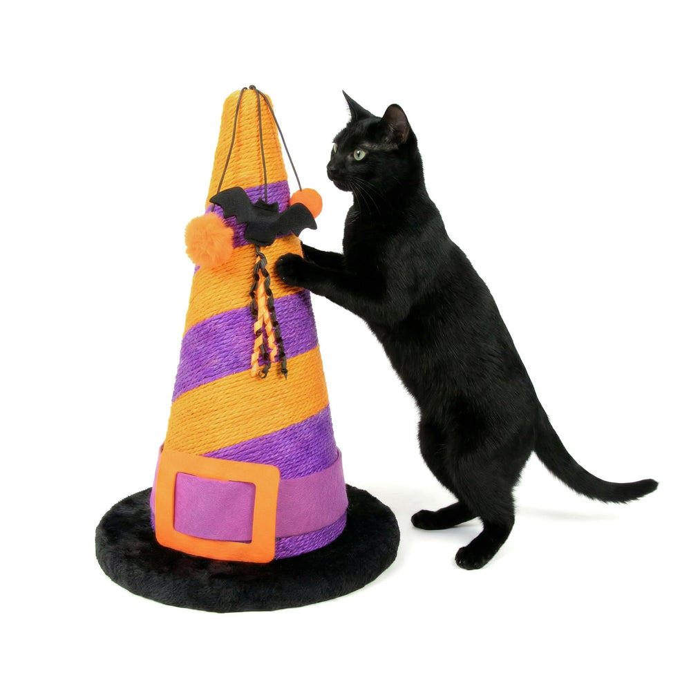 Kitty City vue avant du griffoir chapeau de sorcière, attire le jeu