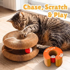 KITTY KURLZ gros plan du carton ondulé offrant surface de grattage durable